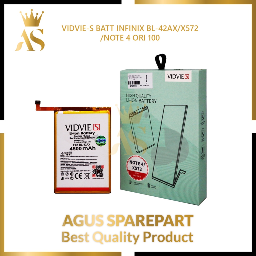 VIDVIE-S BATERAI INFINIX BL-42AX / X572 / NOTE 4 ORI 100 / BATTERY / BATRE