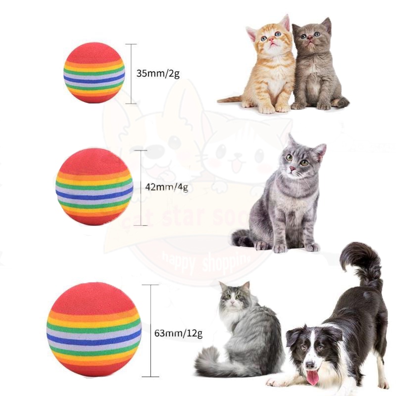 Bola Kucing Pelangi Cat Ball Toys Mainan Kucing Kitten Anak Anjing Lucu Bahan Lembut Aman