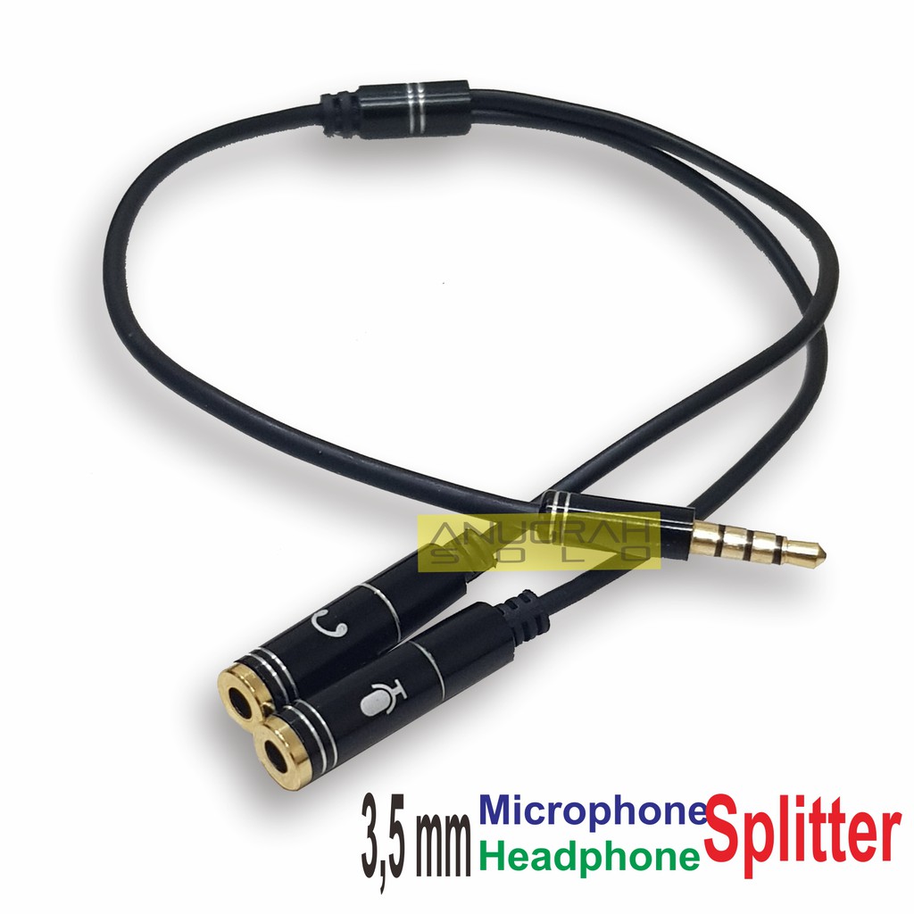 Audio Splitter Microphone Headphone 3.5 mm to 2x 3.5 mm