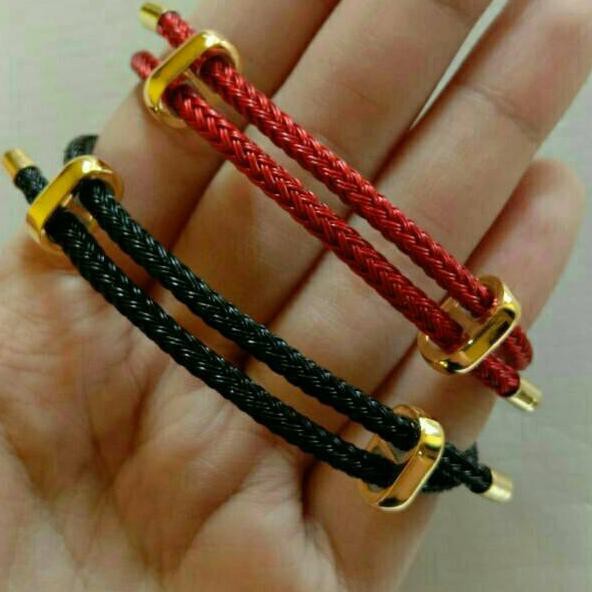 [ NEW DROP ] Gelang tali kawat wanita huruf inisial lapis emas