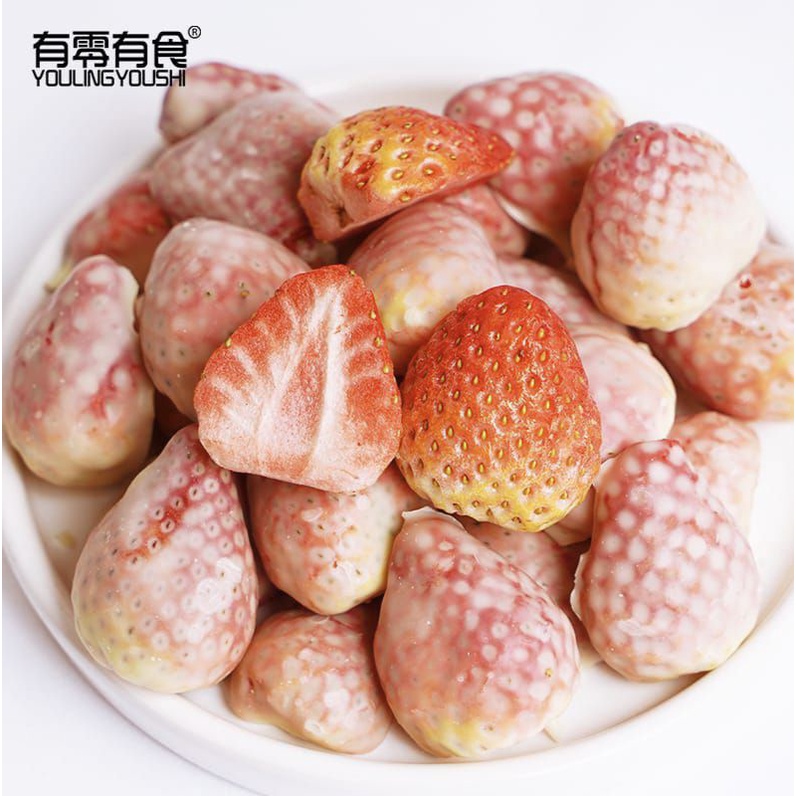 (HALAL) Dried Strawberry dilapisin susu vanilia 38g 冻干草莓-30C