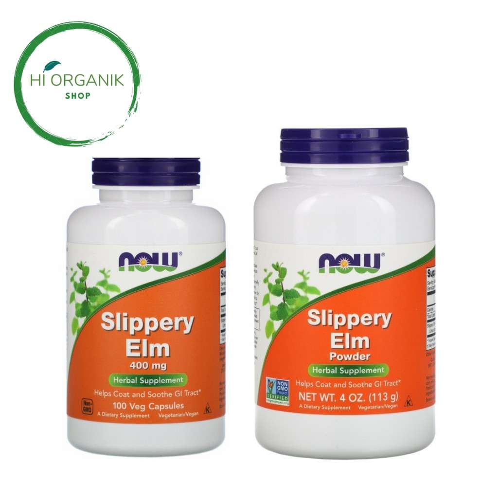 Now Foods Slippery Elm 400 mg 100 Veg Capsules ; Now Foods Slippery Elm Powder 113 gr