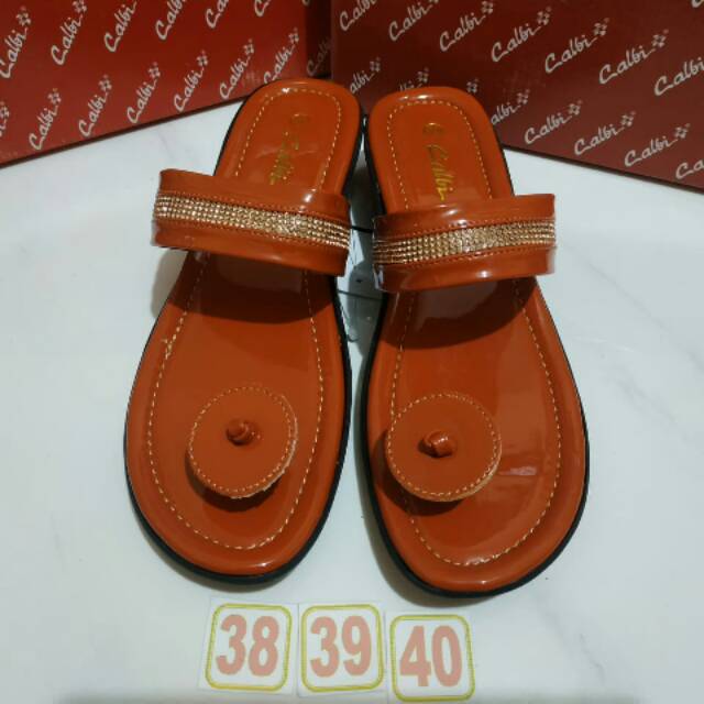 Sz 38,39,40 sandal jepit jingga wanita IM 204 merk Calbi