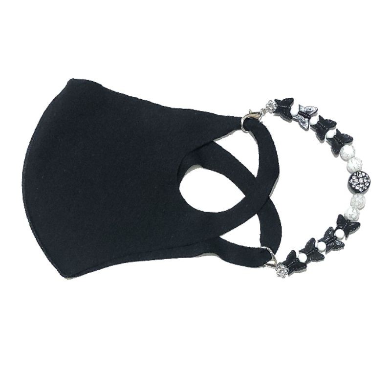 Konektor Masker Hijab Mask Connector Extender Monochrome Butterfly Blink Kupu Series Strap Jilbab