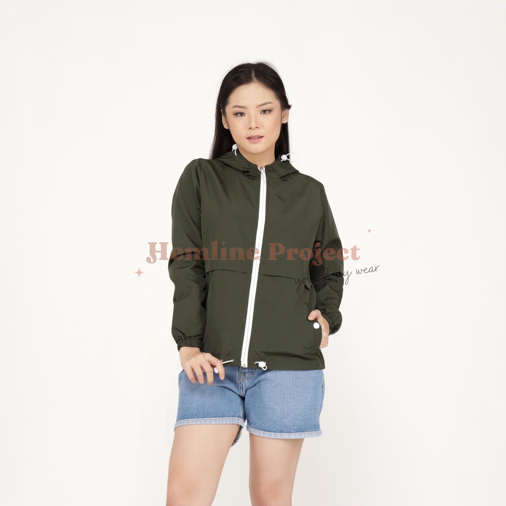 Elmyra Forest Green - Jaket Parasut Hoodie Wanita