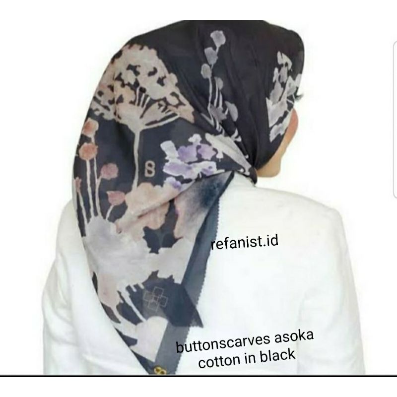 SALE LAST PIECE  BUTTONSCARVES ASOKA COTTON IN BLACK