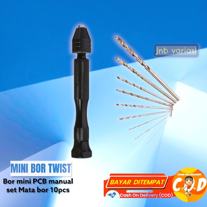 Bor mini Tangan Manual HSS Twist Drills 10 Mata Bor sangkar burung bor