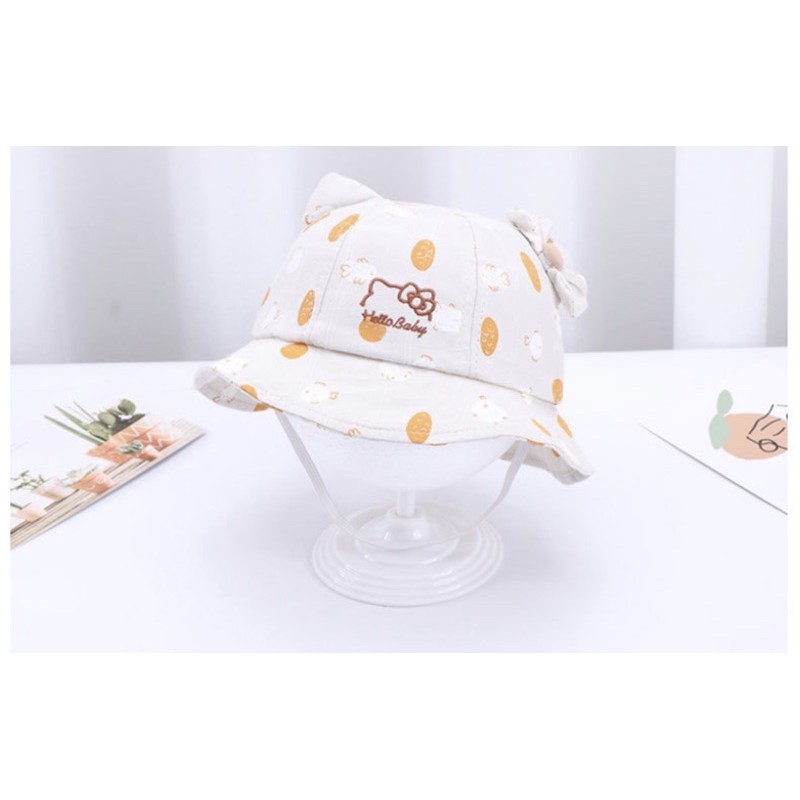 (LK48) Topi Bucket Anak Bayi Balita Perempuan Model Kitty Impor-Abu muda