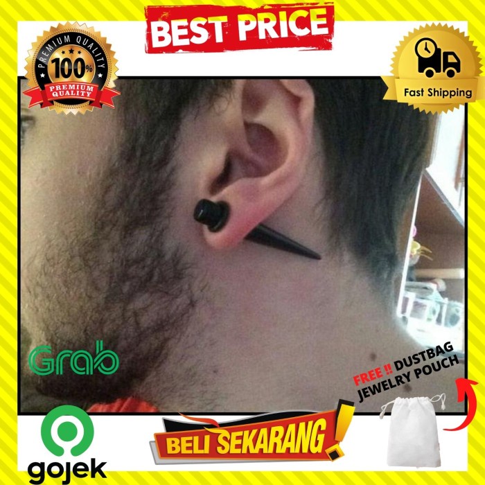 Anting Pembesar Lubang Telinga Piercing Tindik Telinga Tindik Hitam Plastik Anti Alergi Pria Tindik 