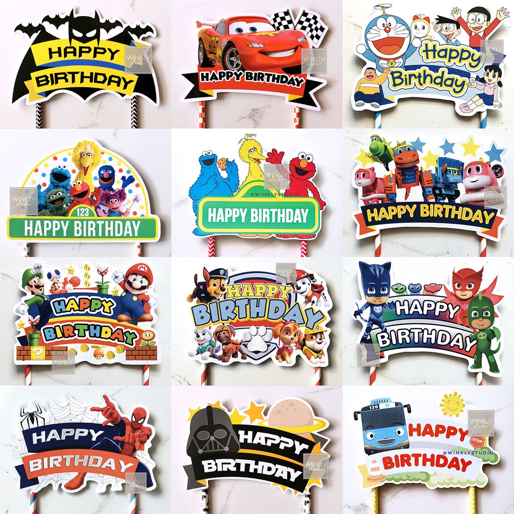 READY Big Cake Topper BOY Kue Tart / Hiasan Kue Ulang Tahun Anak Aneka Karakter Superhero