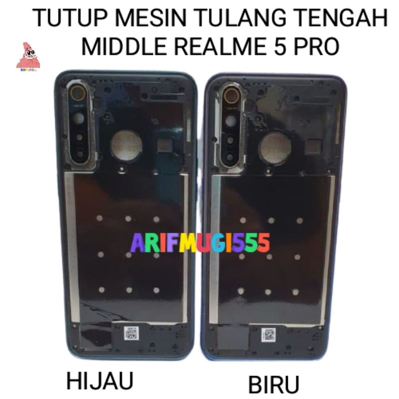 frame LCD Tulang Tengah Tutup Mesin Bezzel Bezel Middle Realme 5 Pro Original