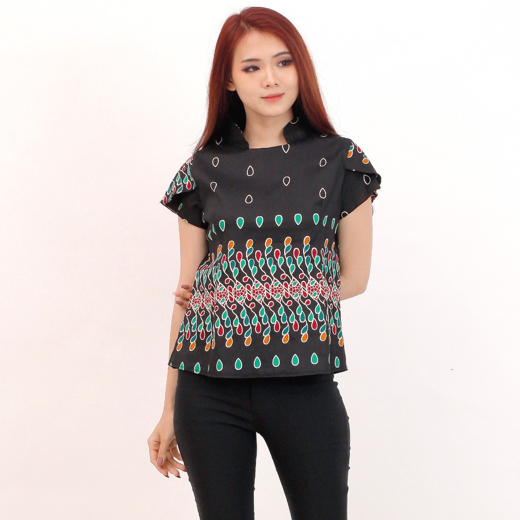 Batik wanita - Atasan blouse batik wanita fashion 569-BLACK SK