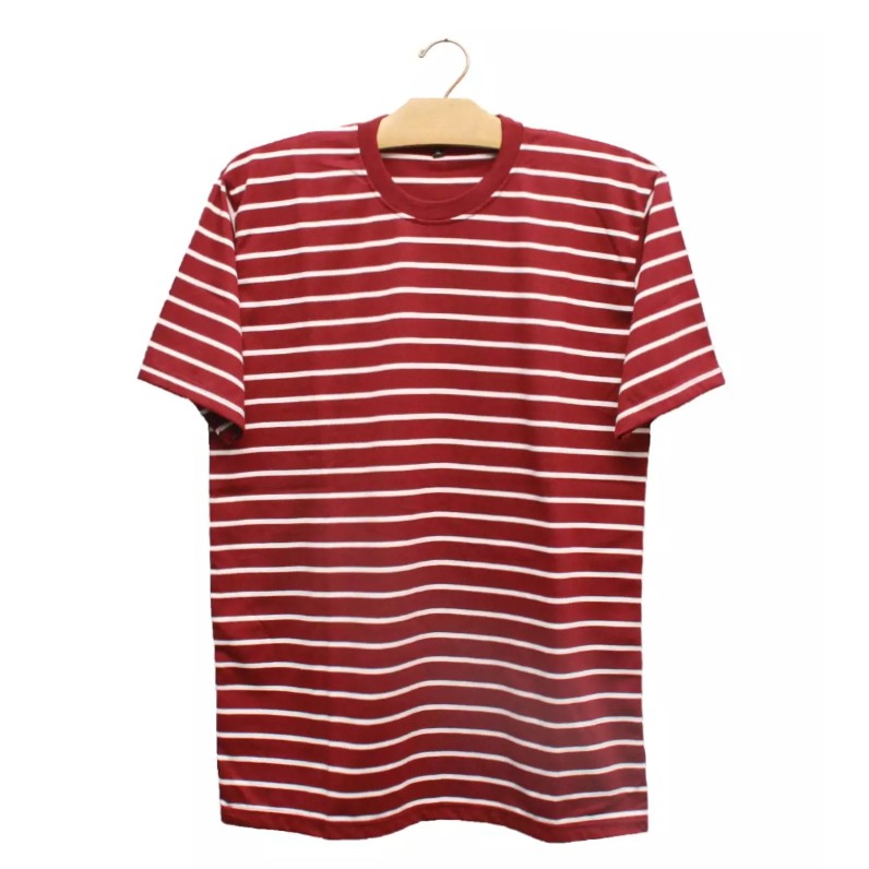Kaos Salur/Stripe  dewasa pria dan wanita Merah Putih Kaos Stripe Distro Premium murah