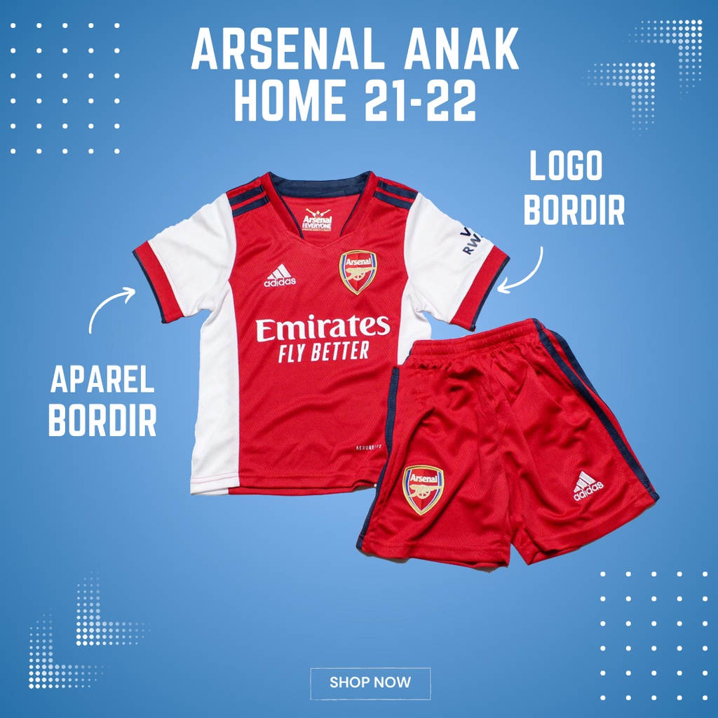 Baju Bola Anak Laki Laki Arsenal Home New 2021 2022 - Grade Original Import