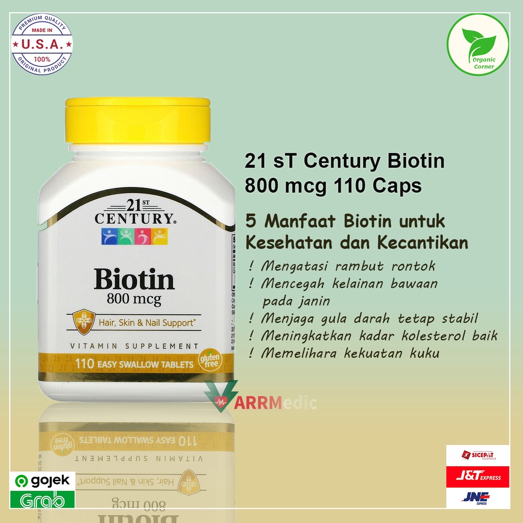 21st Century, Biotin, 800 mcg, 110 Easy Swallow Tablets