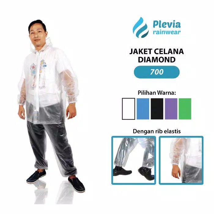 Plevia 700 Jas Hujan Karet - Jas Ujan Wanita Pria - Setelan Jas Hujan Jaket Celana Diamond