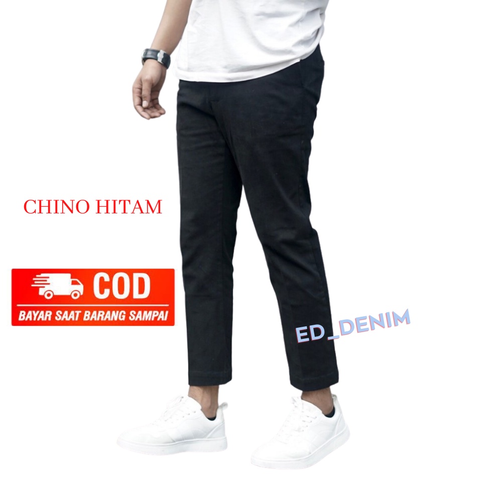 CELANA Chino Panjang Pria Kantor KERJAHARIAN Santai Casual Formal Hitam Abu Cream Mocca Size 27-38