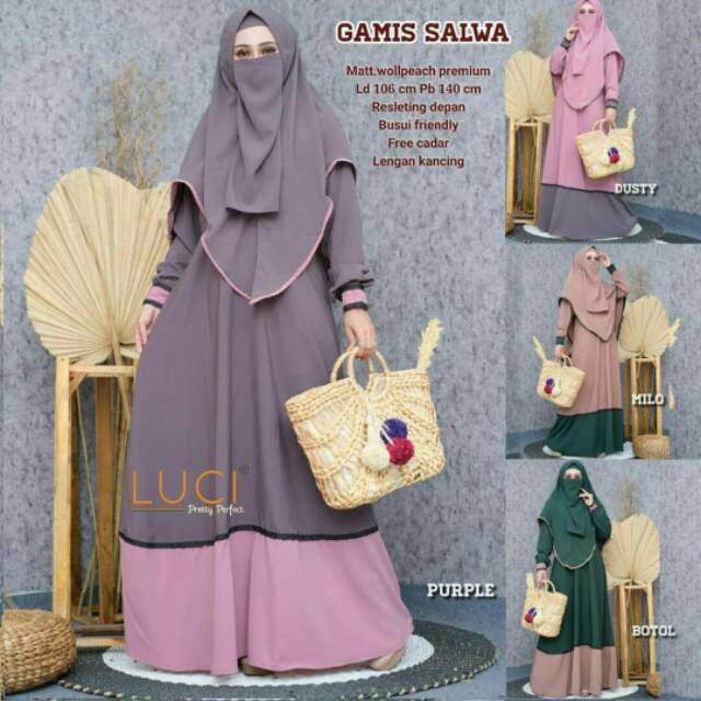 GAMIS SYARI SALWA FREE CADAR WOLFIS