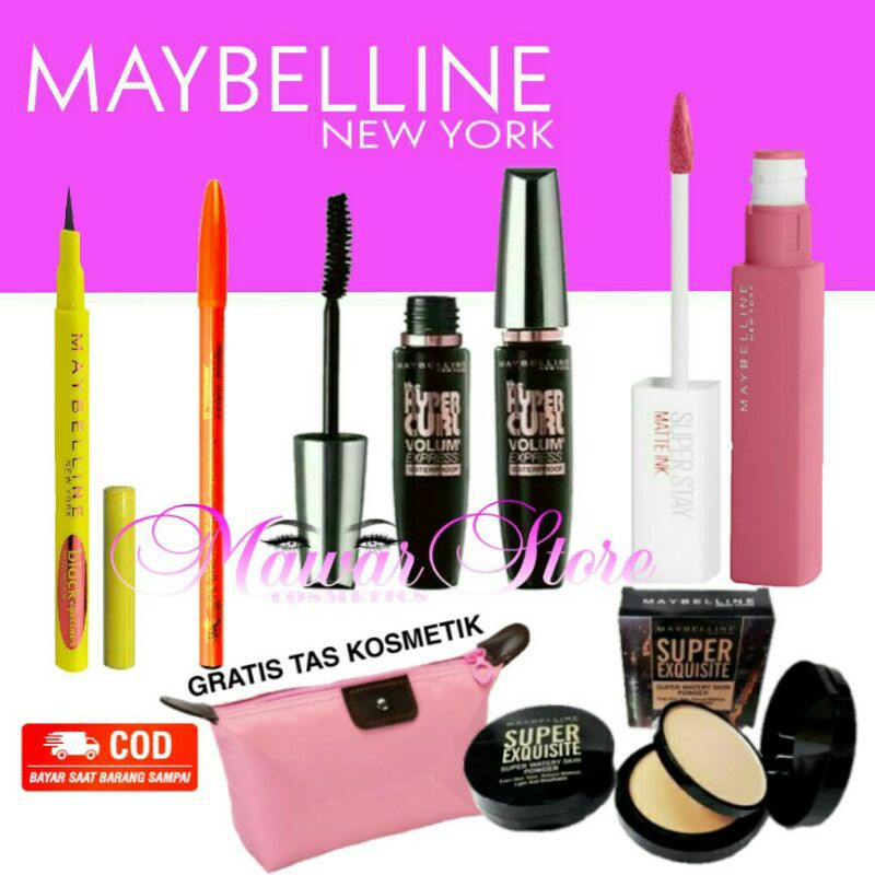 Paket kosmetik lengkap 5 In 1 / kosmetik kecantikan maybelline