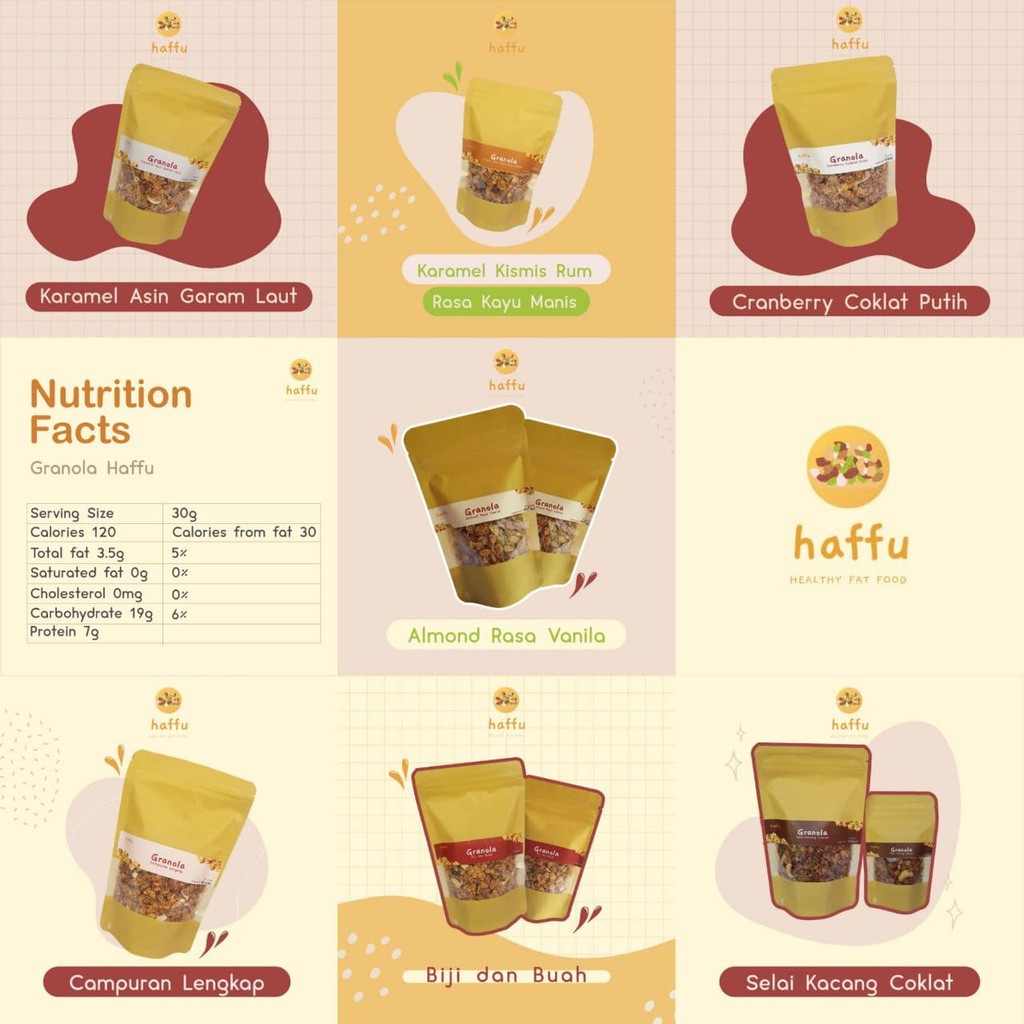 

GRANOLA DIET 40 GRAM HOMEMADE HAFFU HALAL MINI SIZE / POCKET SIZE