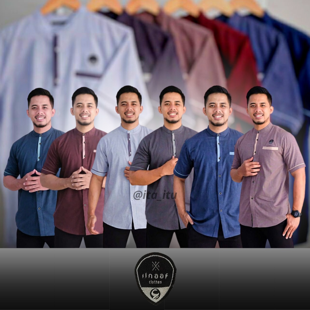ILNAF Baju Koko Dewasa Lengan Pendek Sim fit | Baju Koko Slim Fit ILNAF | Baju Koko AHSAN By ILNAF