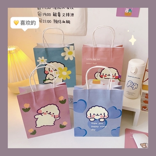 W G Tas Kertas  Gaya Korea Motif Kartun Lucu Warna  Putih  