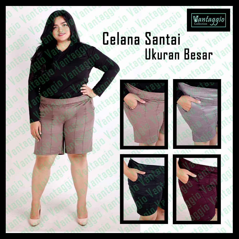  BIG  SIZE  Celana  Pendek  Wanita  Fashion Santai Ukuran 