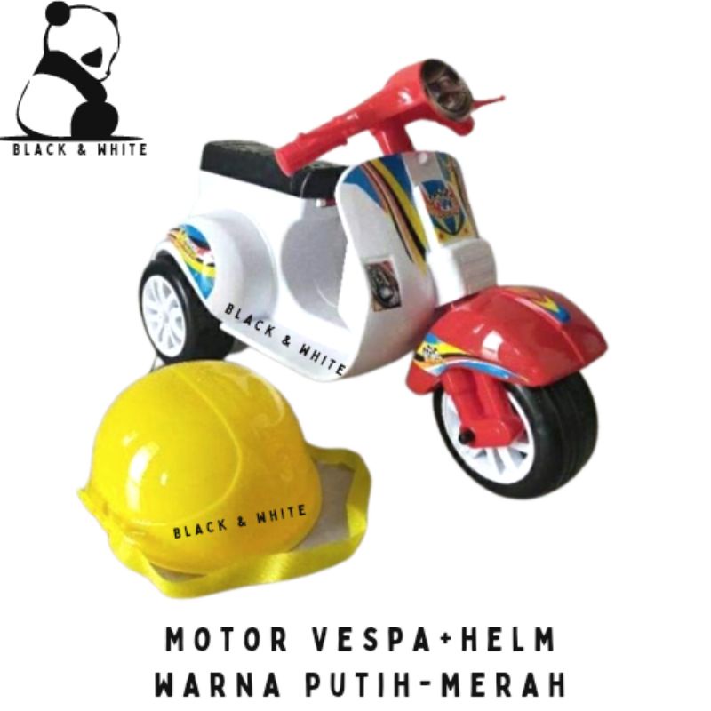 Mainan Motor Vespa Anak Mini Dorong Motor Motoran Sepeda Roda Tiga 3 Skuter Anak