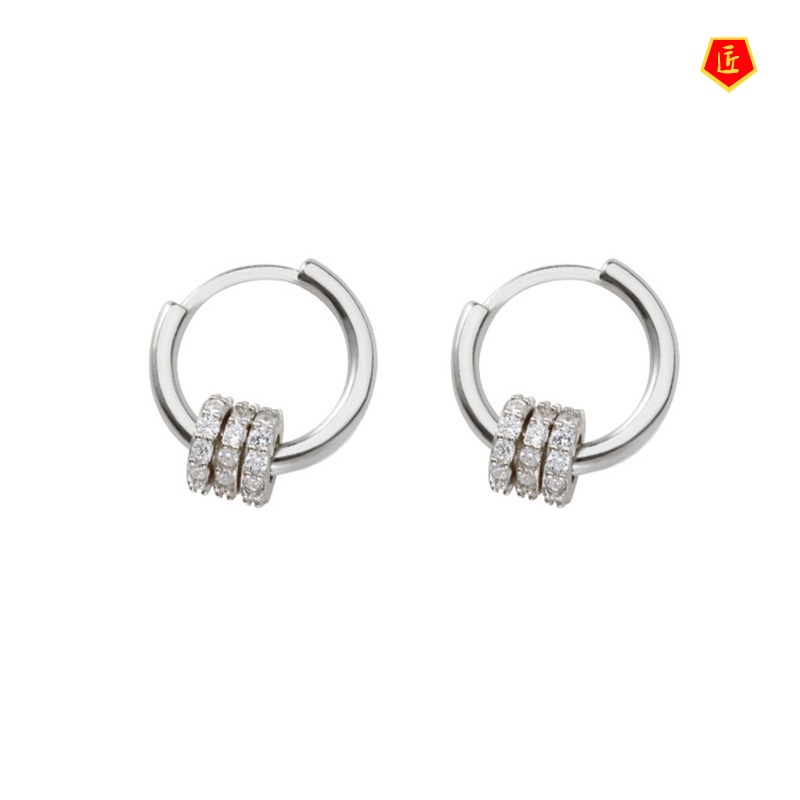 [Ready Stock]Diamond Small Circle Ear Clip Ear Studs 2021 New Fashion