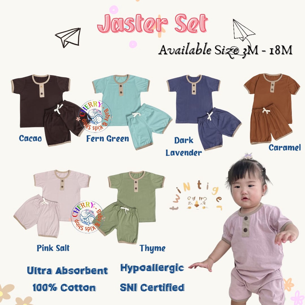 Jester Set 1-5 Tahun Twin Tiger Setelan Pendek Jaster Anak Model Playset Adem CBKS