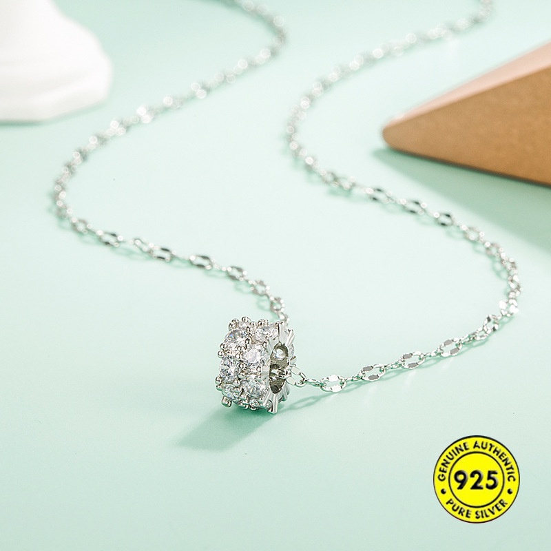 Kalung Rantai Dengan Liontin Berlian Imitasi Gaya Korea Untuk Wanita