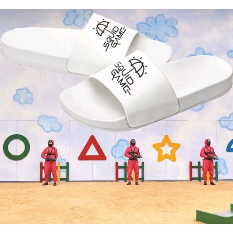 AO sandal cewek cowok slip on squid game, sandal gaul anak muda, sandal happening, sandal ter keren