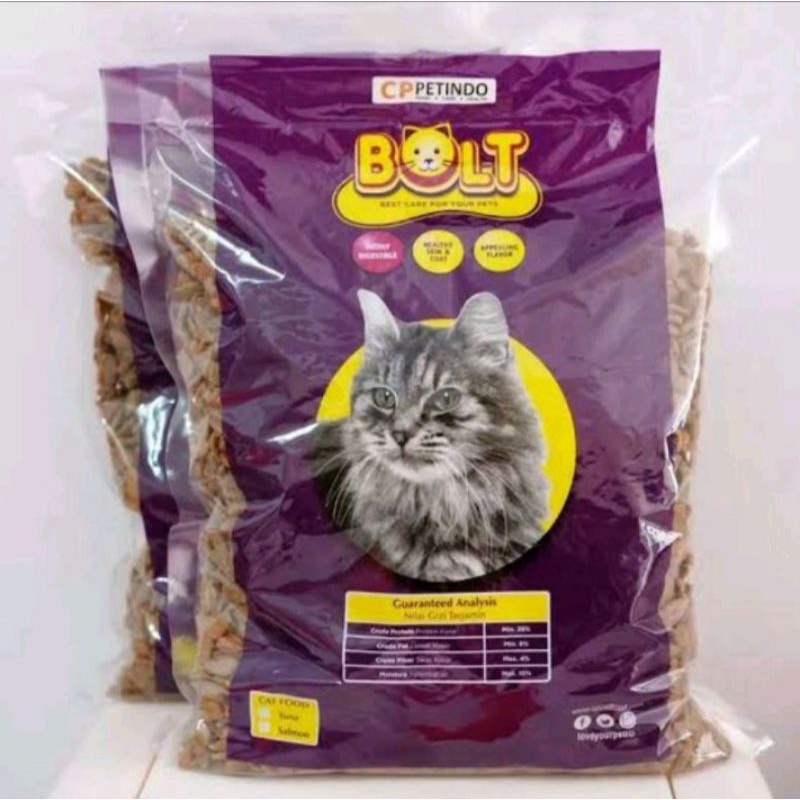 GRAB GOJEK MAKANAN KUCING BOLT BENTUK IKAN  800gr paket 10pcs