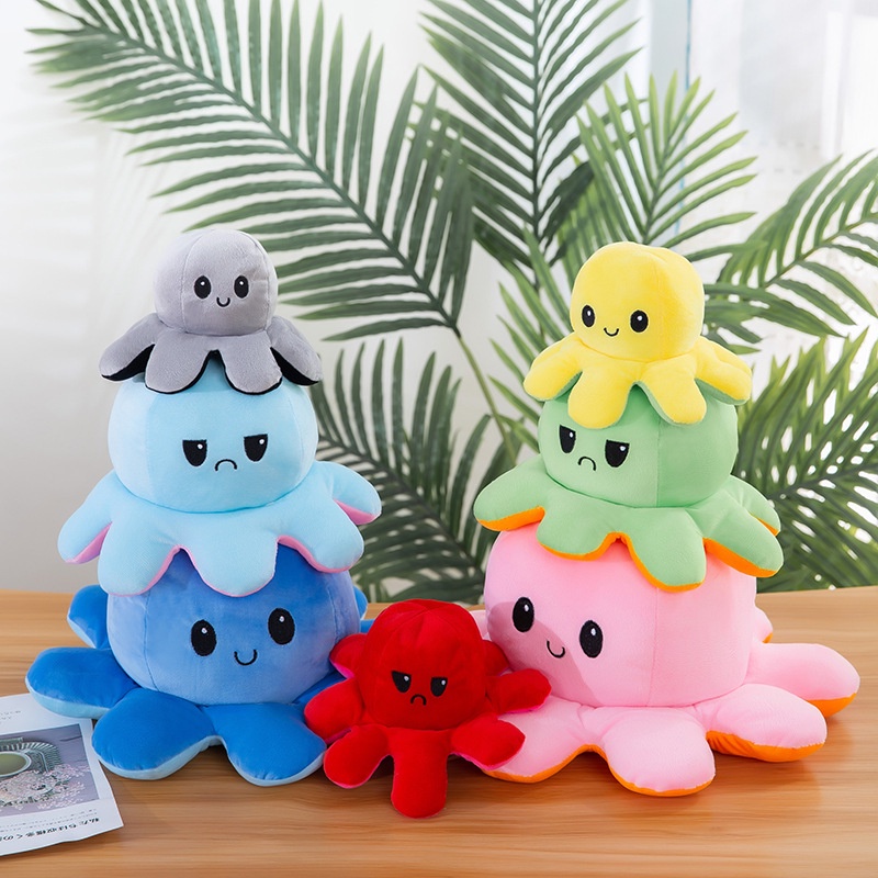 Boneka Gurita Octopus Doll Bisa Bolak Balik Cumi Ekspresi Rainbow Pelangi/Boneka octopus L147/196/197