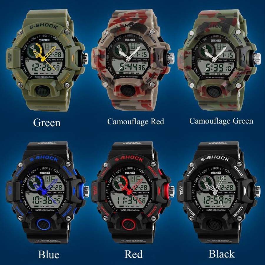 Jam Tangan Pria 1029  Digital Analog Olahraga Sport Anti Air  - Waterproof LED Watch