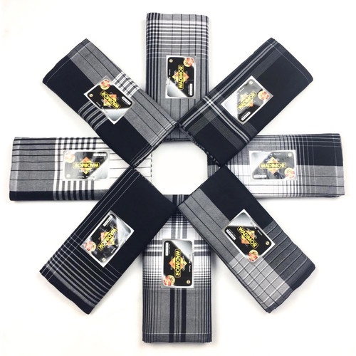 Sarung WADIMOR Motif Hitam Putih Warna Black White HP - Kain Tenun Dewasa Pria Laki Santri Solat Pesantren Sholat Remaja Tanggung Cowok Pesantren Masjid Kang Santri Grosir Sunatan Lebaran Hadiah Sovenir Cowo Premium Kasual Casual Formal Resmi Lembut Adem