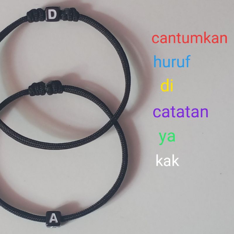 GELANG INISIAL HURUF/gelang nama/gelang polos/sliding knot