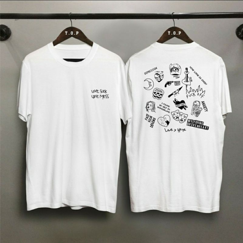 kaos pria/love suck life mess /kaos distro/atasan pria