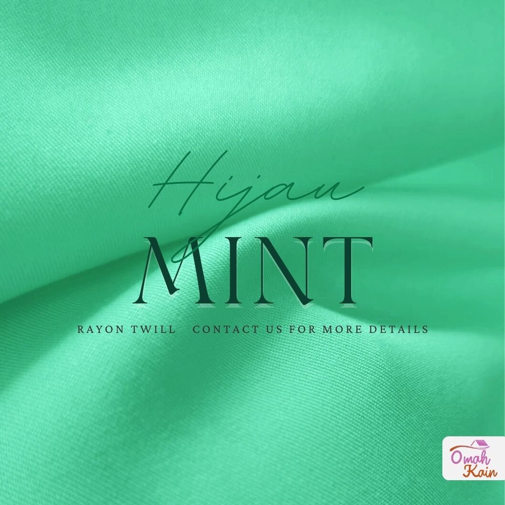 KAIN RAYON TWILL VISCOSE (100% rayon, jatuh, adem, tebal, lembut dan tidak berbulu) #omah kain-Hijau Mint