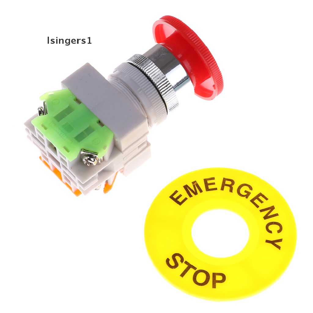 (lsingers1) Tombol Tekan DPST 1NO 1NC AC 660V 10A Bentuk Jamur Warna Merah