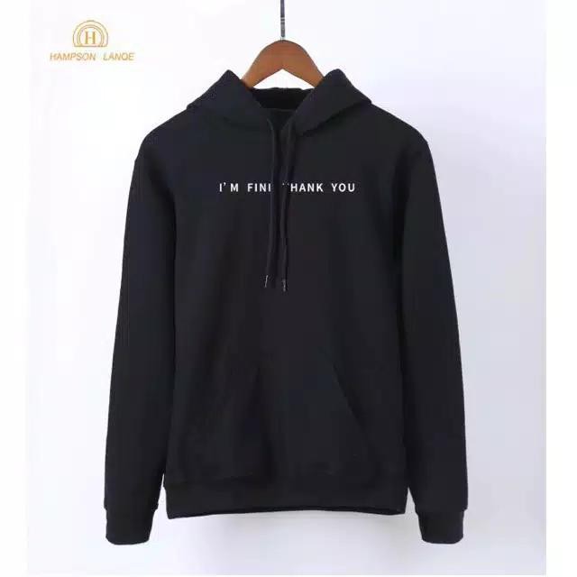 Sweater Hoodie Wanita I'M FINE THANK YOU-Hitam