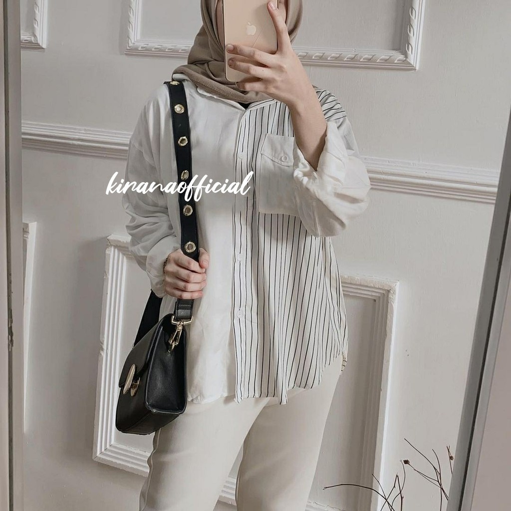 KIRANAOFFICIAL -  ( COD ) STRIPE COMBINE BLOUSE ( K10 )