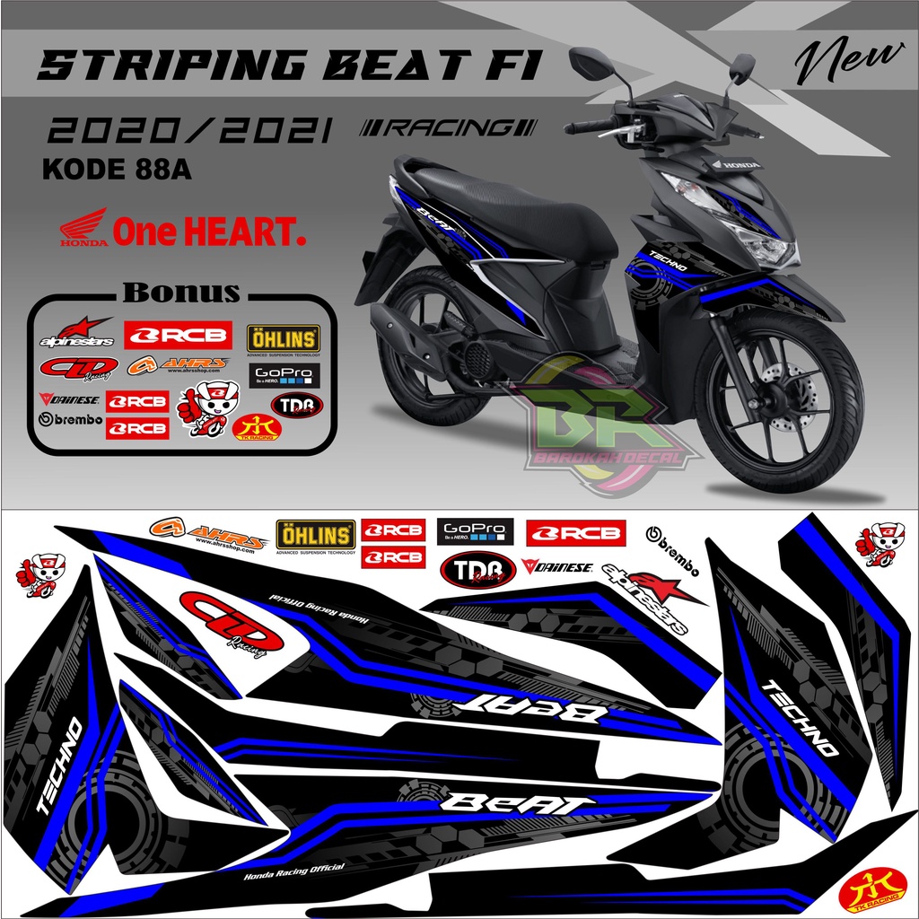 Striping Beat New 2020-2023 Stiker Lis Beat New Variasi kode 88