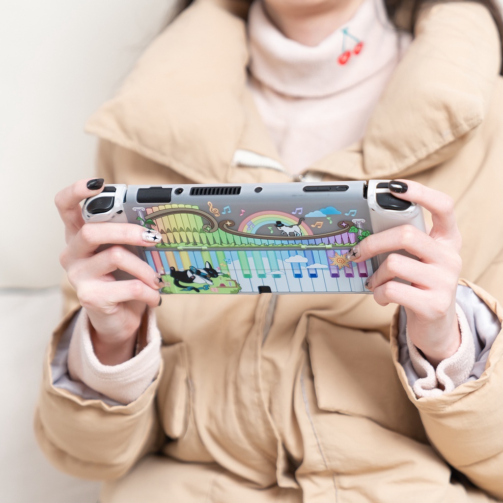 Geekshare Hard Case Pelindung Nintendo Switch Oled Joycon Warna Transparan Bisa Dilepas