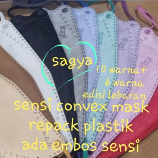 masker sensi convex mask  3 D 4 ply  earloop dijual per pcs repack plastik  warna warni