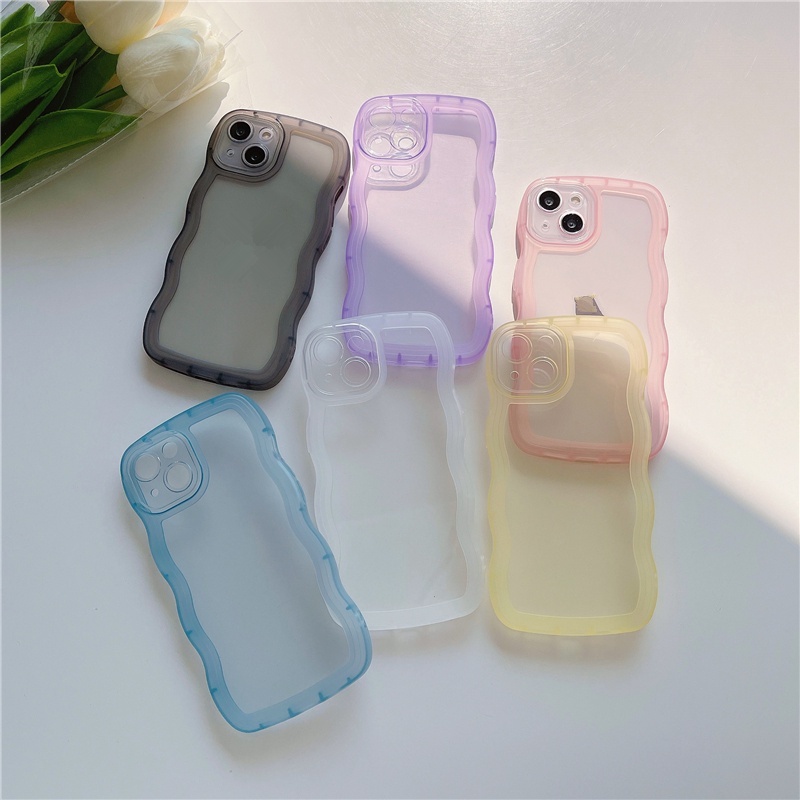 Case Motif Gelombang Besar Warna Permen Untuk IPhone 11 12 13 Pro Max X XS XR 7 8 Plus