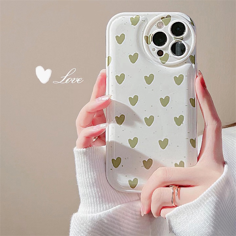 Soft Case Silikon Tpu Glossy Motif Hati 3D Untuk iPhone 14 13 12 11 Pro Max X Xr Xs Max 7 8 6 6s Plus SE 2020