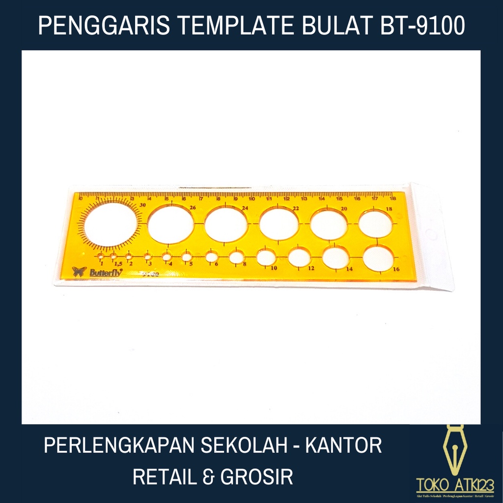 Jual Penggaris Template Lingkaran Merk Butterfly No 9100 Shopee