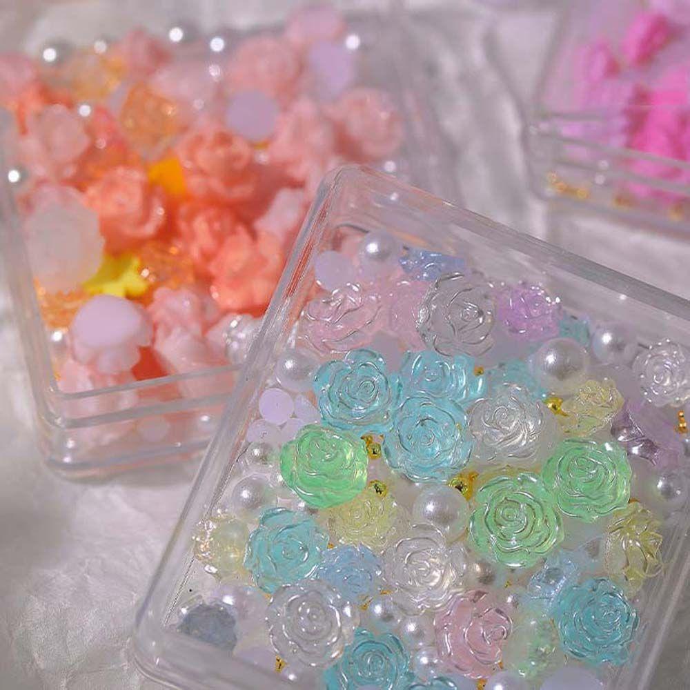 Agustina Bunga Nail Art Dekorasi Wanita Manis Fashion Mutiara DIY Hiasan Kuku 3D Nail Jewelry