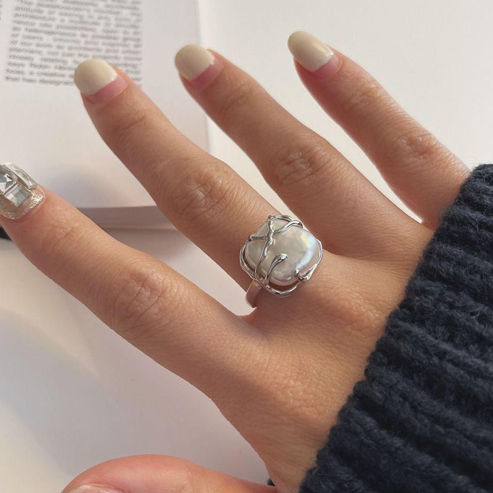 Mxbeauty Cincin Jari Telunjuk Model Terbuka Tidak Teratur Dapat Disesuaikan Gaya Vintage Korea Jepang Untuk Wanita